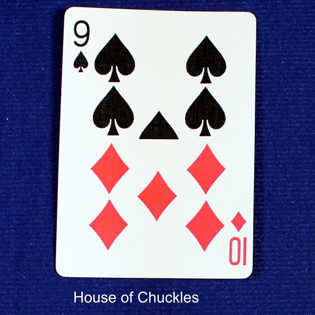 9 of Spades / 10 of Diamonds - Half &amp; Half Horizontal - Custom Printed Bicycle Gaff Playing Card