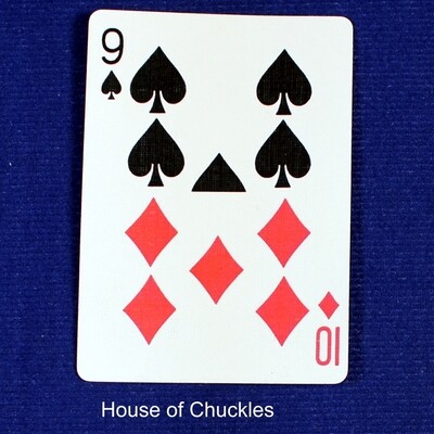 9 of Spades / 10 of Diamonds - Half &amp; Half Horizontal - Custom Printed Bicycle Gaff Playing Card