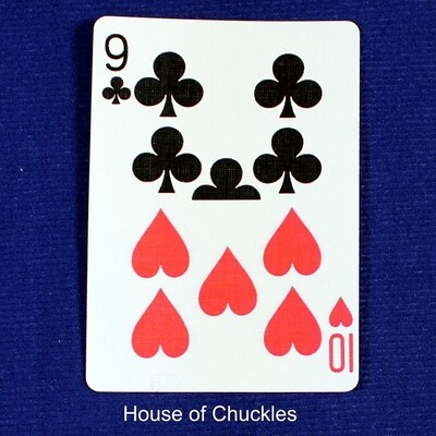 9 of Clubs / 10 of Hearts - Half &amp; Half Horizontal - Custom Printed Bicycle Gaff Playing Card