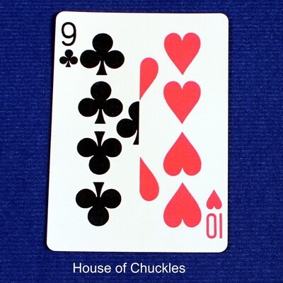 9 of Clubs | 10 of Hearts - Half n Half Vertical - Custom Printed Bicycle Gaff Playing Card