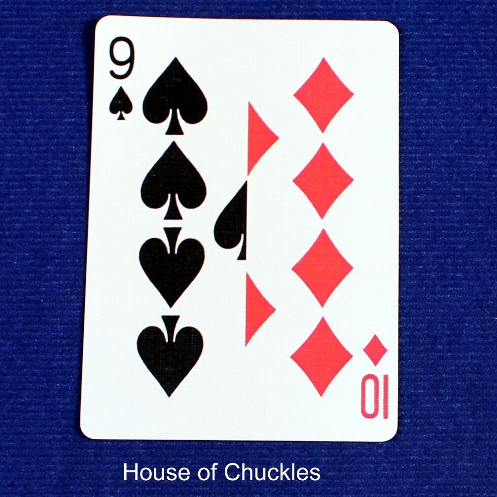 9 of Spades | 10 of Diamonds - Half n Half Vertical - Custom Printed Bicycle Gaff Playing Card
