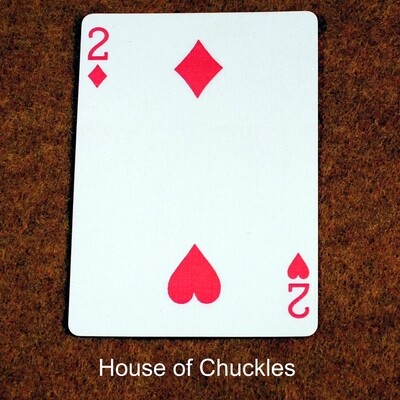 2 of Diamonds / Hearts - Half &amp; Half Diagonal or Horizontal - Bicycle, Custom Printed Gaff Playing Card