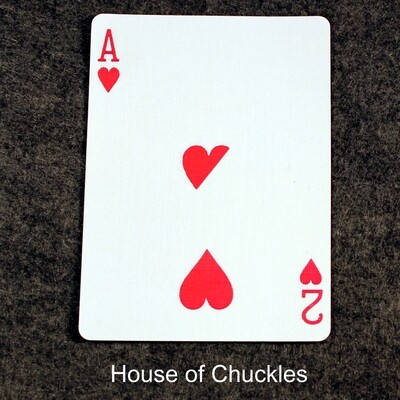 Ace of Hearts / 2 of Hearts - Half &amp; Half Diagonal - Bicycle, Custom Printed Gaff Playing Card