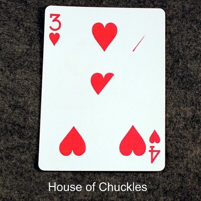 3 of Hearts / 4 of Hearts - Half &amp; Half Diagonal - Bicycle, Custom Printed Gaff Playing Card