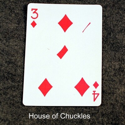 3 of Diamonds / 4 of Diamonds - Half &amp; Half Diagonal - Bicycle, Custom Printed Gaff Playing Card