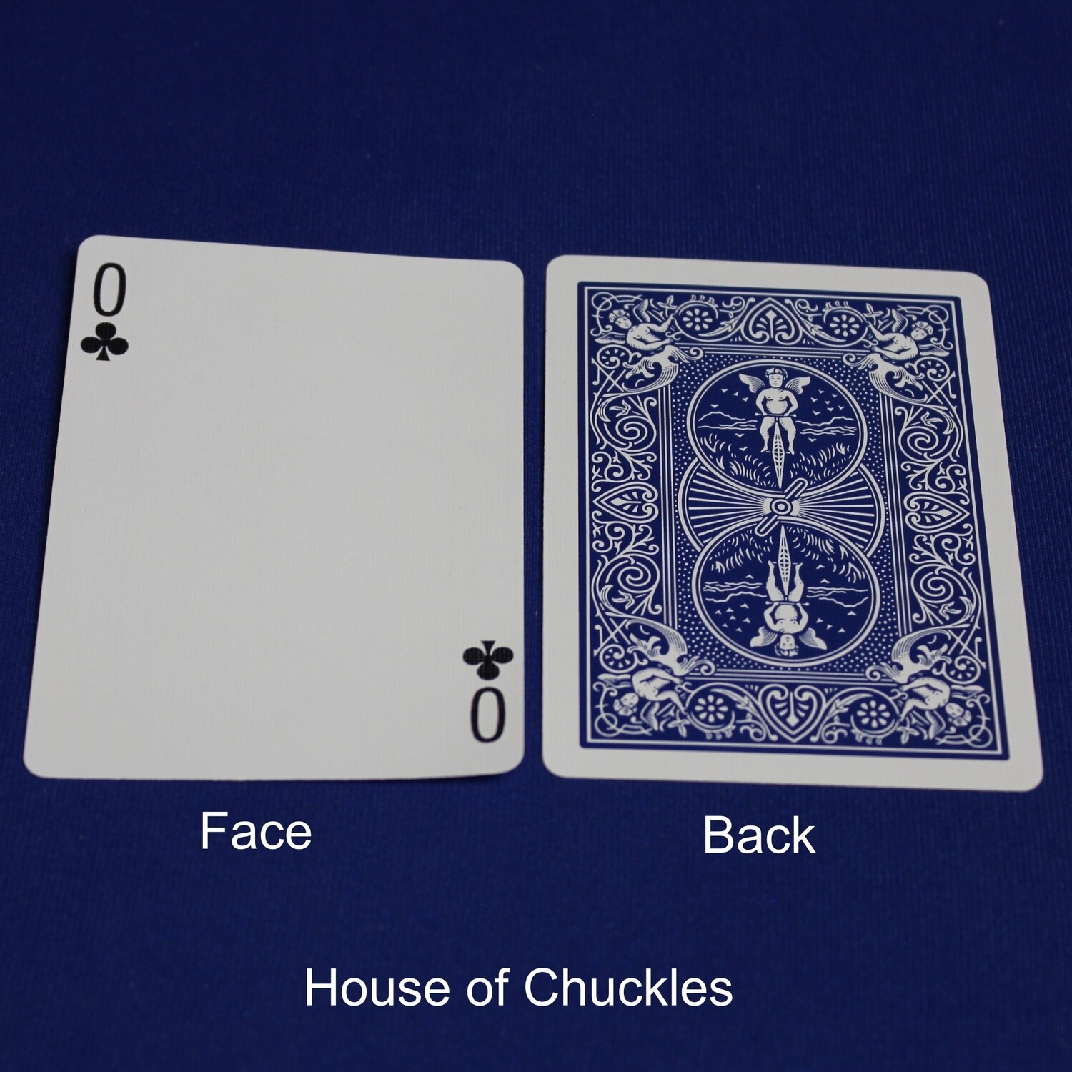 0 of Clubs - Bicycle, Custom Printed Gaff Playing Card, Back Option: Blue