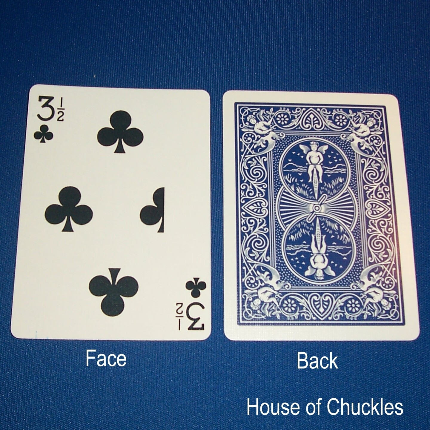 3 1/2 Clubs - Bicycle, Custom Printed Gaff Playing Card, Back Option: Blue