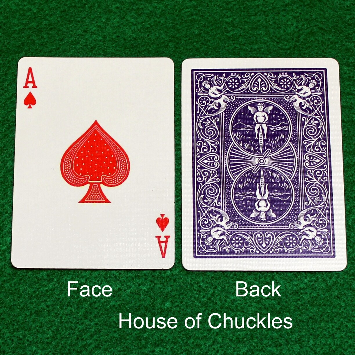 Red Ace of Spades - Reverse Color - Custom Printed Bicycle Gaff Playing Card, Back Option: Blue