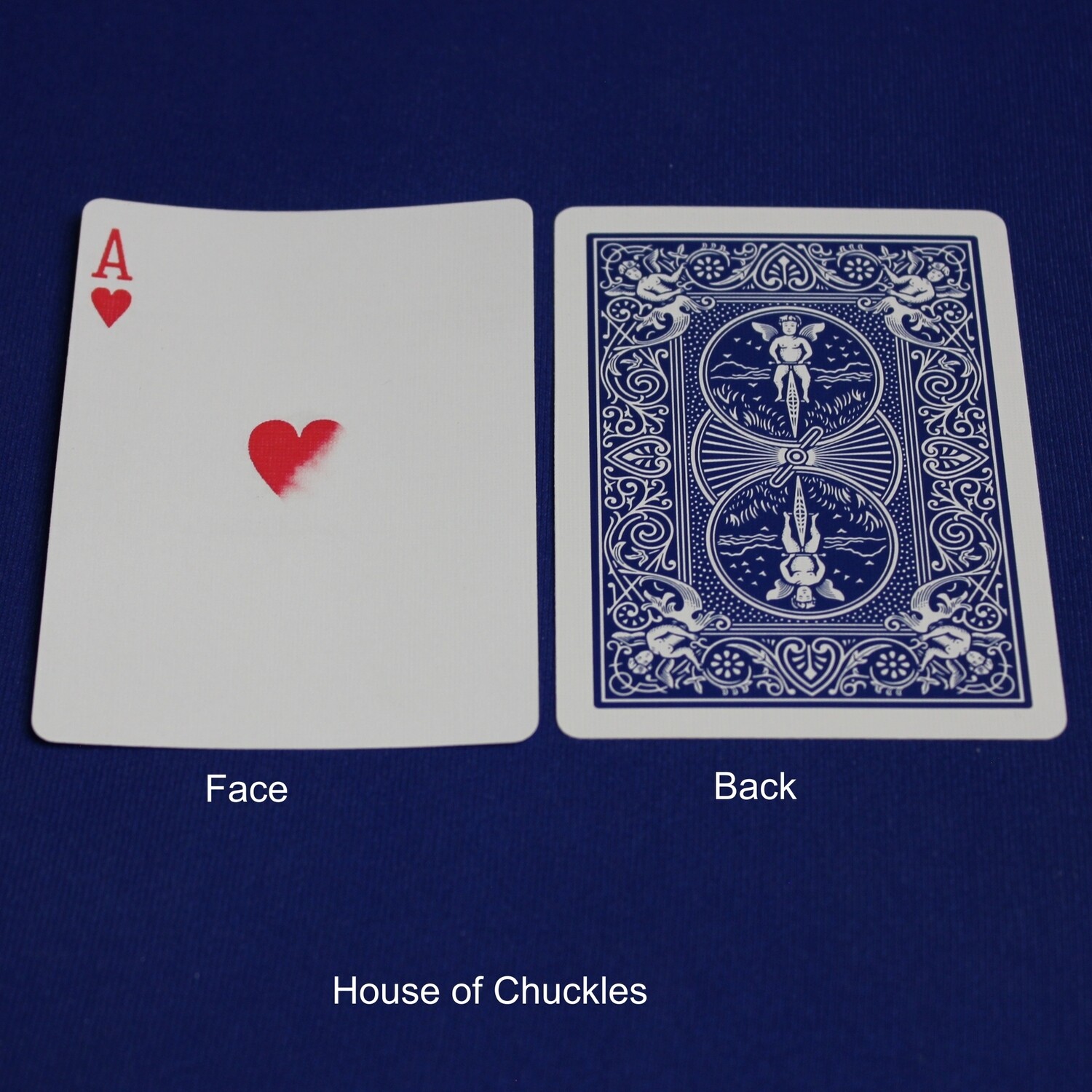 Ace of Hearts, Faded - Bicycle, Custom Printed Gaff Playing Card, Back Option: Blue