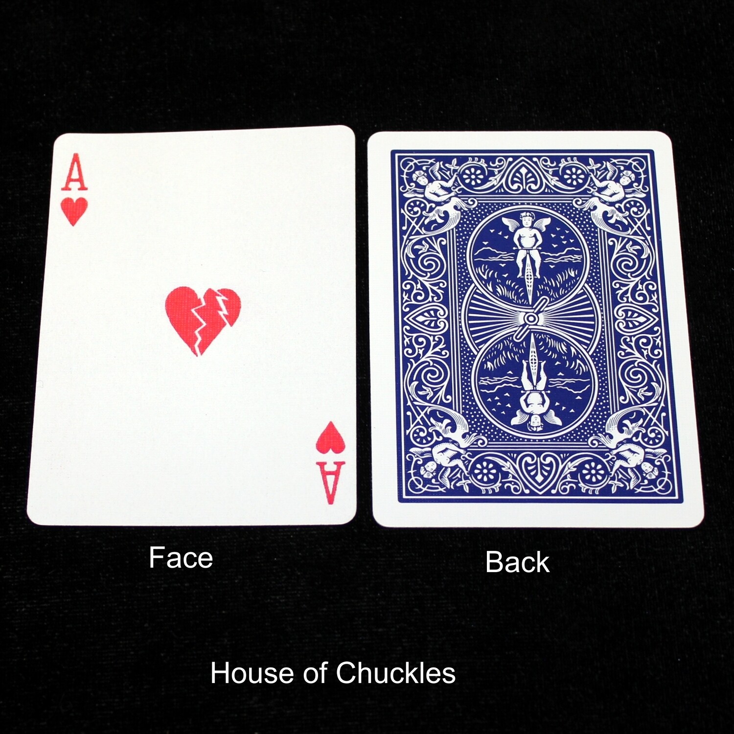 Ace of Hearts - Broken Heart - Custom Printed Bicycle Gaff Playing Card, Back Option: Blue