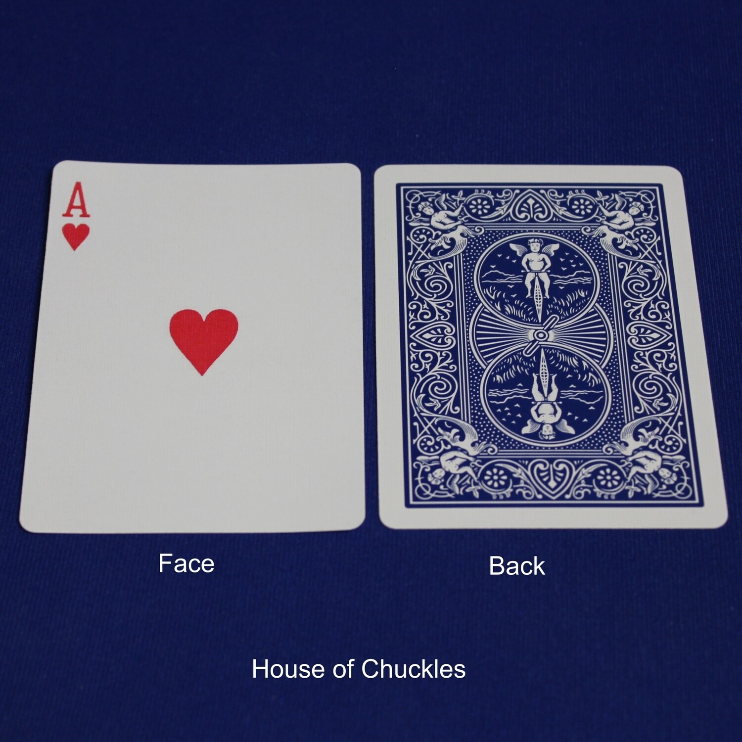 Ace of Hearts, Missing corner Pip - Bicycle, Custom Printed Gaff Playing Card, Back Option: Blue