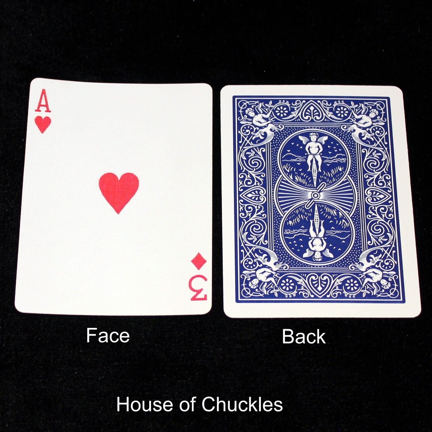 Ace of Hearts / 3 of Diamonds - Mis-Indexed - Custom Printed Bicycle Gaff Playing Card, Back Option: Blue