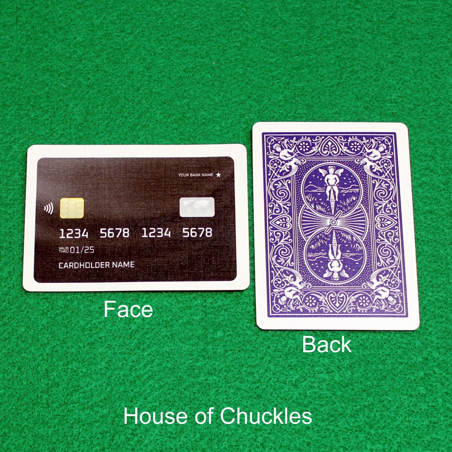Credit Card with Boarder - Custom Printed Bicycle Gaff Playing Card, Back Option: Blue