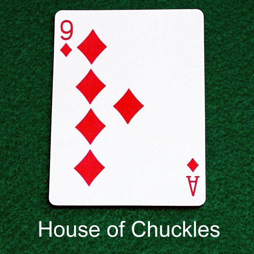 9 of Diamonds / Ace of Diamonds - Half n Half Vertical - Custom Printed Bicycle Gaff Playing Card