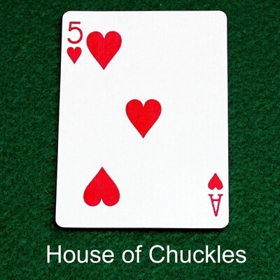 5 of Hearts / Ace of Hearts - Half n Half Vertical - Custom Printed Bicycle Gaff Playing Card
