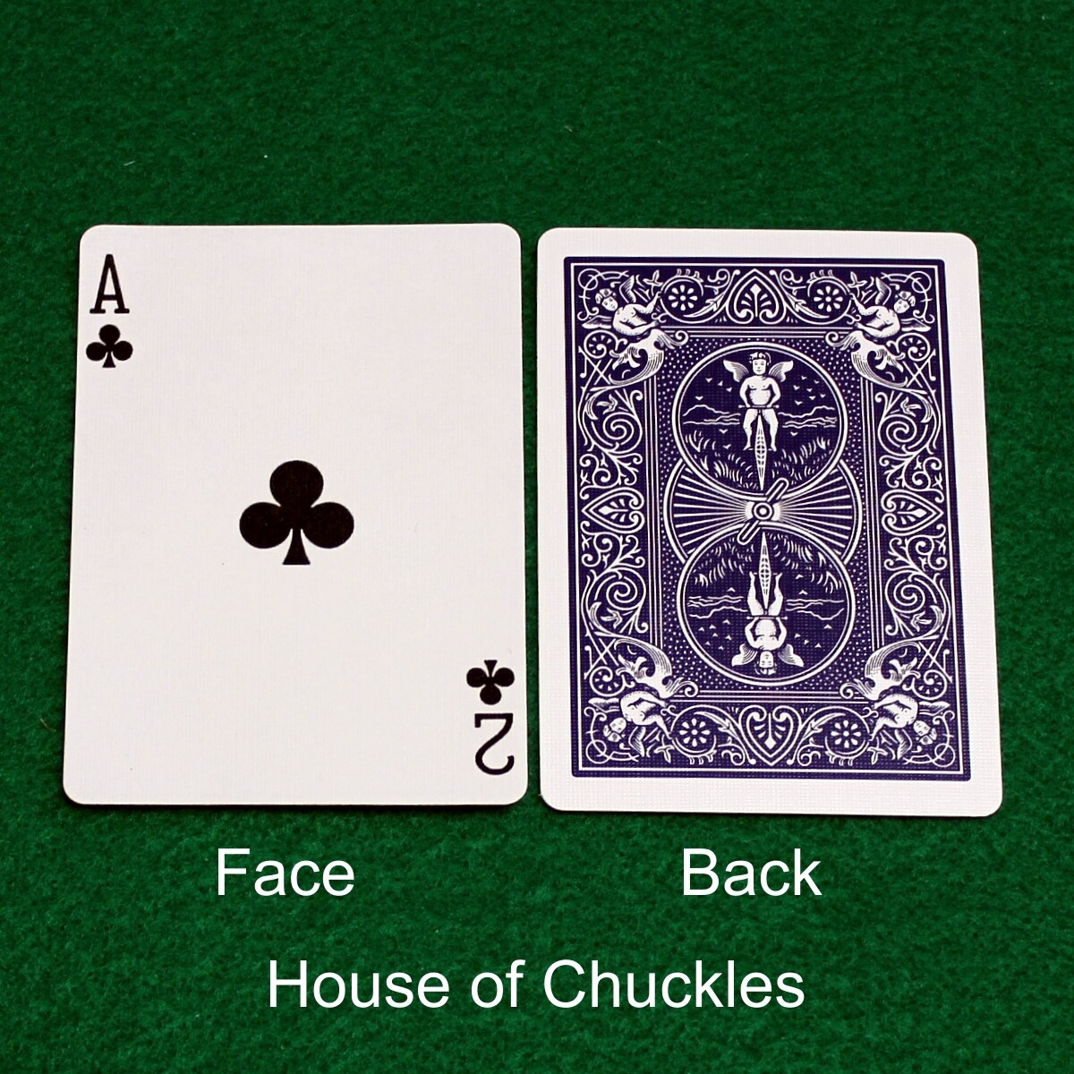 Ace of Clubs / 2 of Clubs - Mis-Indexed - Custom Printed Bicycle Gaff Playing Card, Back Option: Blue