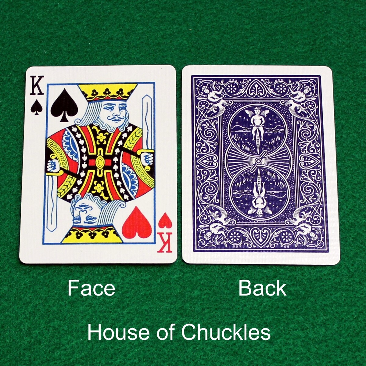 King of Spades / King of Hearts - Mis-Indexed - Custom Printed Bicycle Gaff Playing Card, Back Option: Blue