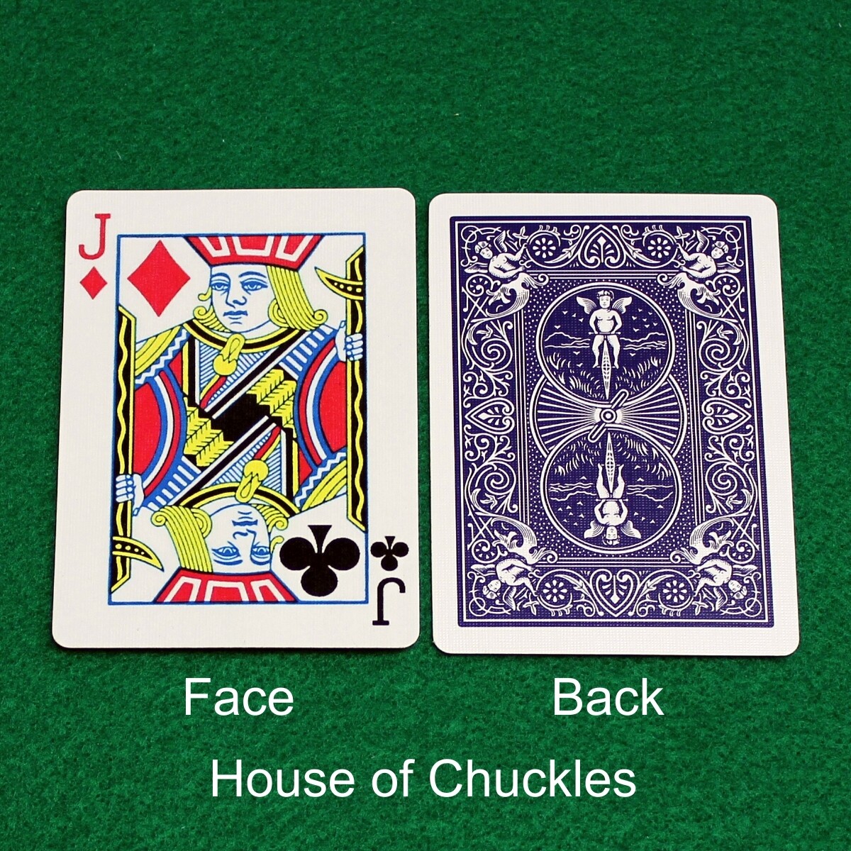 Jack of Diamonds / Jack of Clubs - Mis-Indexed - Custom Printed Bicycle Gaff Playing Card, Back Option: Blue