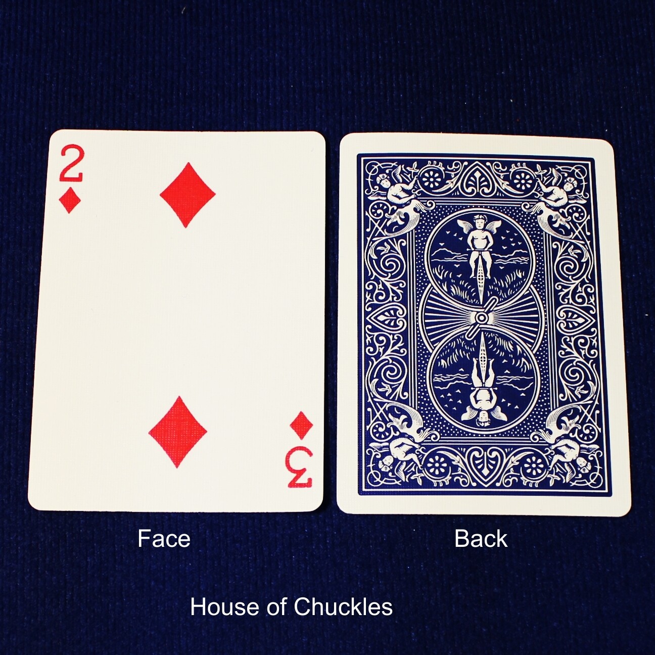 2 of Diamonds / 3 of Diamonds - Mis-Indexed - Custom Printed Bicycle Gaff Playing Card, Back Option: Blue