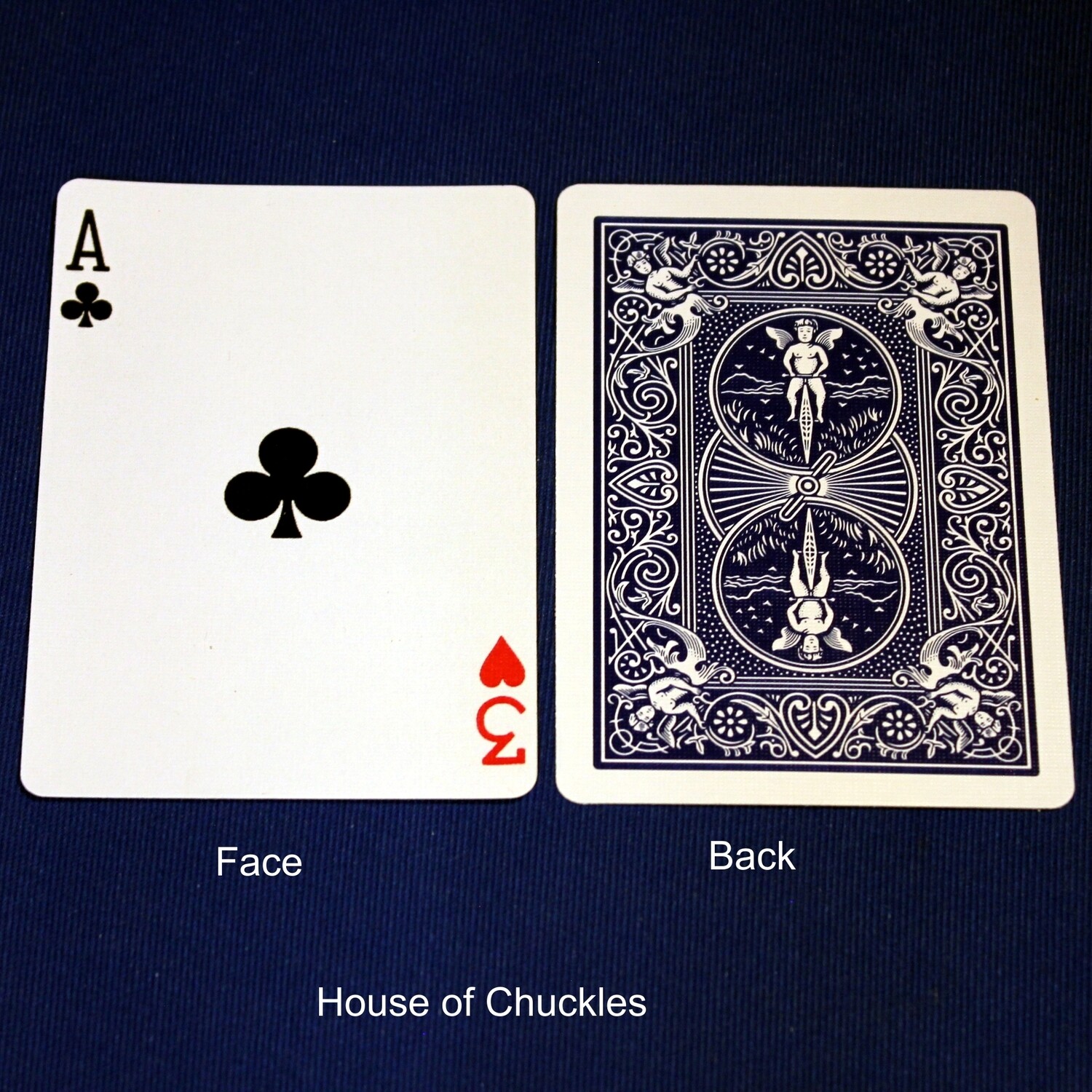 Ace of Clubs / 3 of Hearts - Mis-Indexed - Custom Printed Bicycle Gaff Playing Card, Back Option: Blue