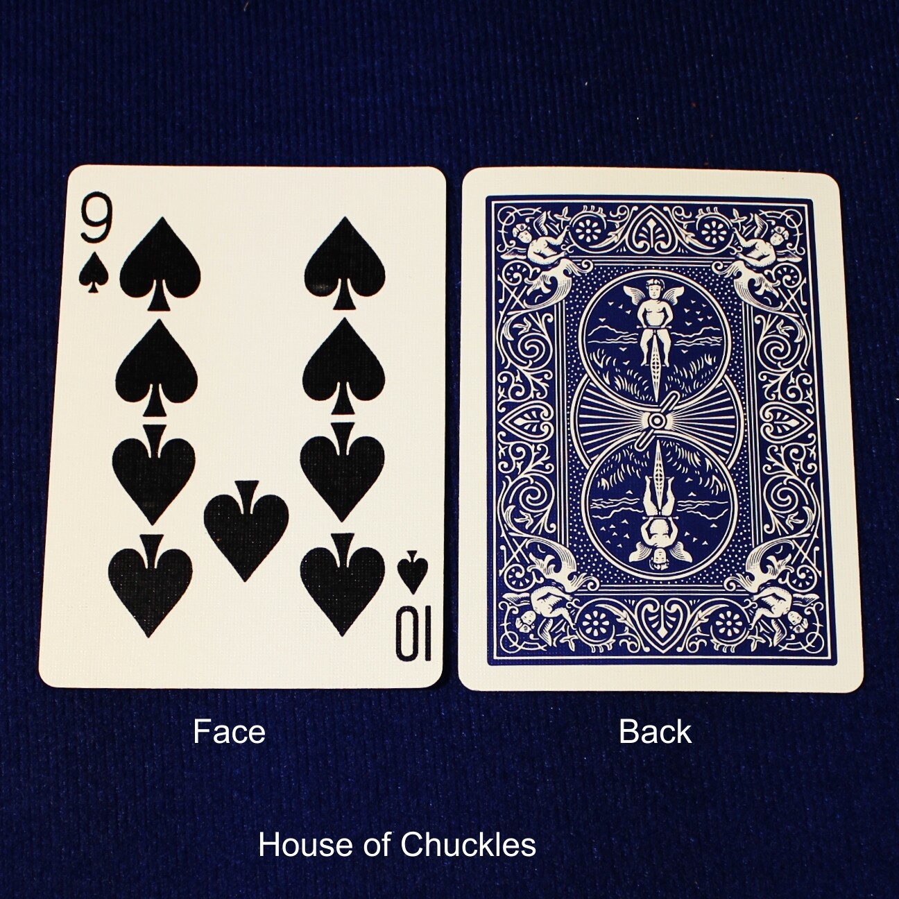 9 of Spades / 10 of Spades - Mis-Indexed - Custom Printed Bicycle Gaff Playing Card, Back Option: Blue