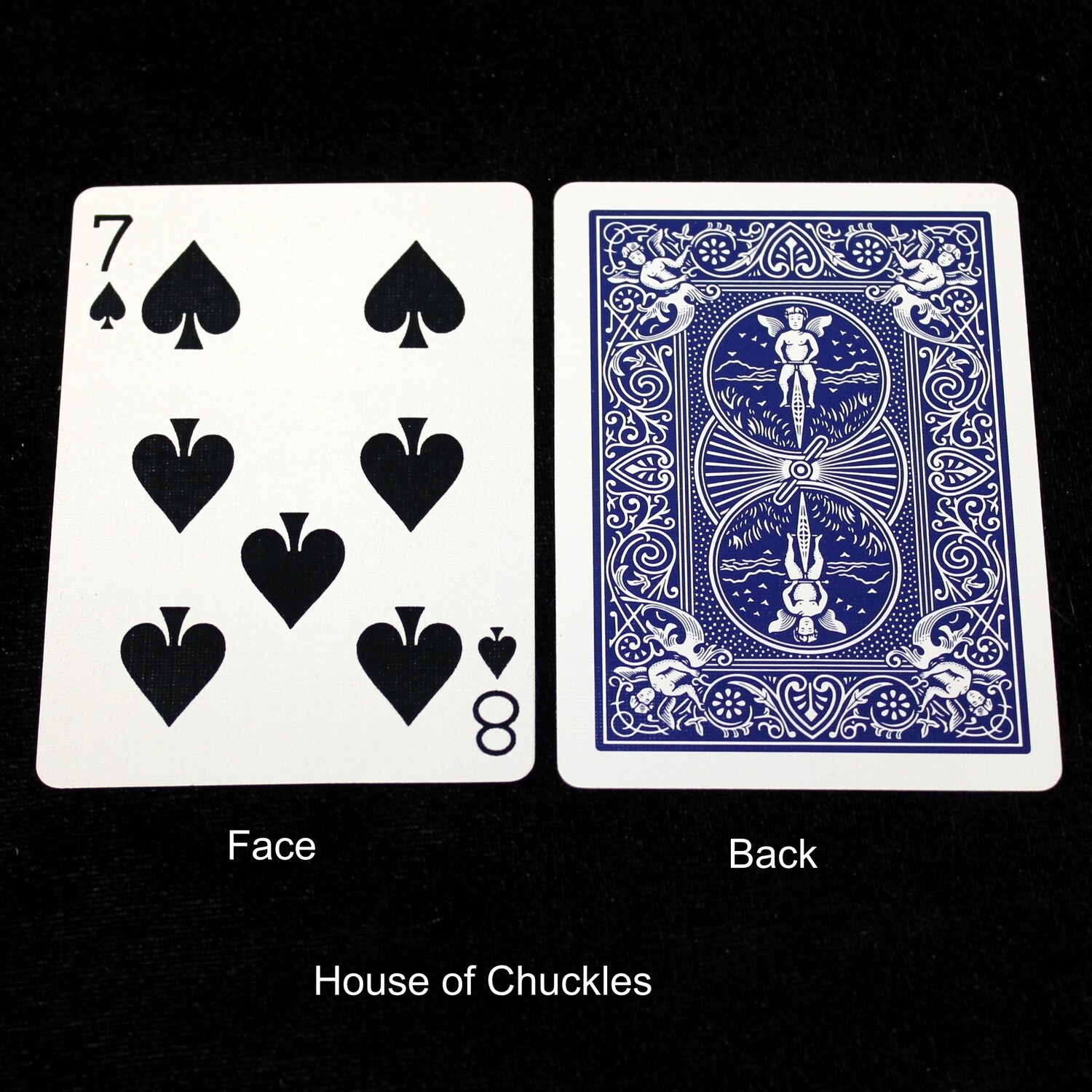 7 of Spades / 8 of Spades - Mis-Indexed - Custom Printed Bicycle Gaff Playing Card, Back Option: Blue