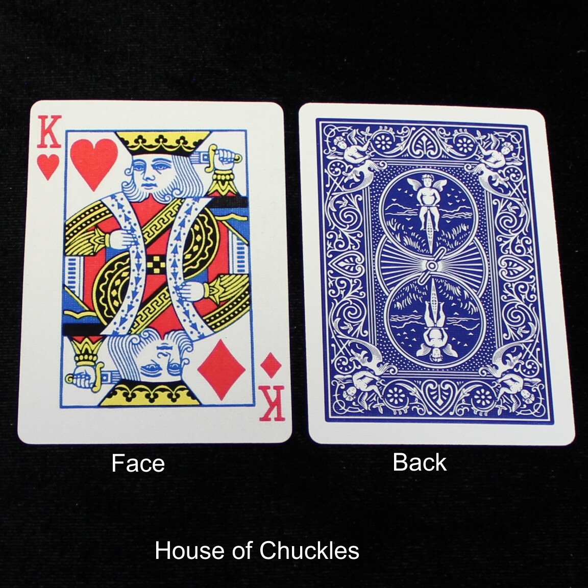 King of Hearts / Diamonds - Mis-Indexed - Custom Printed Bicycle Gaff Playing Card, Back Option: Blue