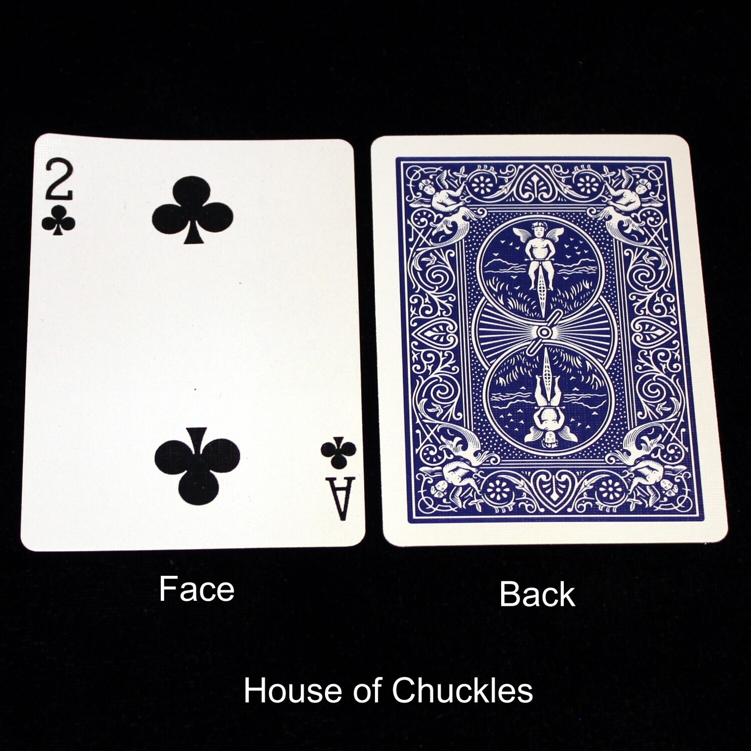 2 of Clubs / Ace of Clubs - Mis-Indexed - Custom Printed Bicycle Gaff Playing Card, Back Option: Blue
