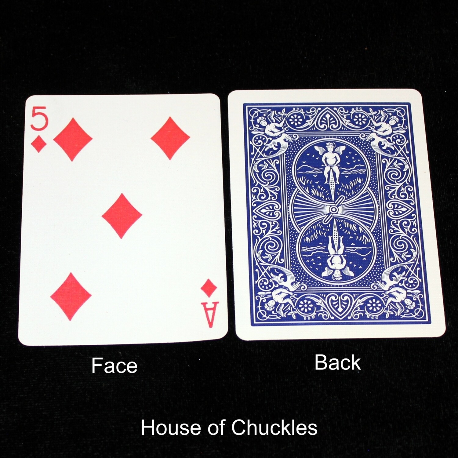 5 of Diamonds / Ace of Diamonds - Mis-Indexed - Bicycle, Custom Printed Gaff Playing Card, Back Option: Blue