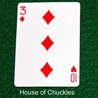 3 of Diamonds / 10 of Hearts - Mis-Indexed - Custom Printed Bicycle Gaff Playing Card