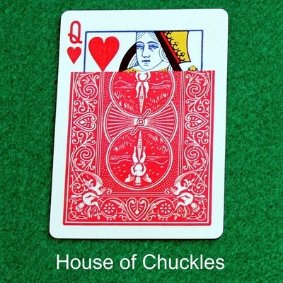 Queen of Hearts / Red Back - Half &amp; Half Horizontal - Custom Printed Bicycle Gaff Playing Card
