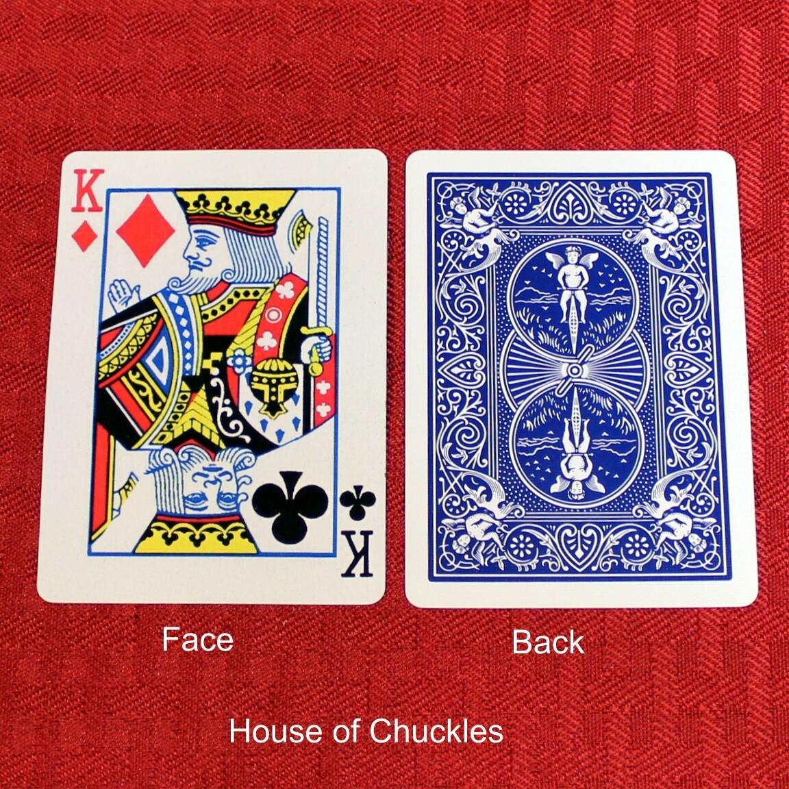 King of Diamonds / Clubs - Half &amp; Half Diagonal - Custom Printed Bicycle Gaff Playing Card, Back Option: Blue