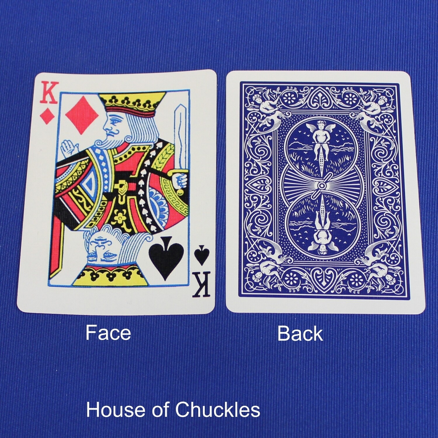 King of Spades / King of Diamonds - Half n Half Diagonal - Bicycle, Custom Printed Gaff Playing Card, Back Option: Blue