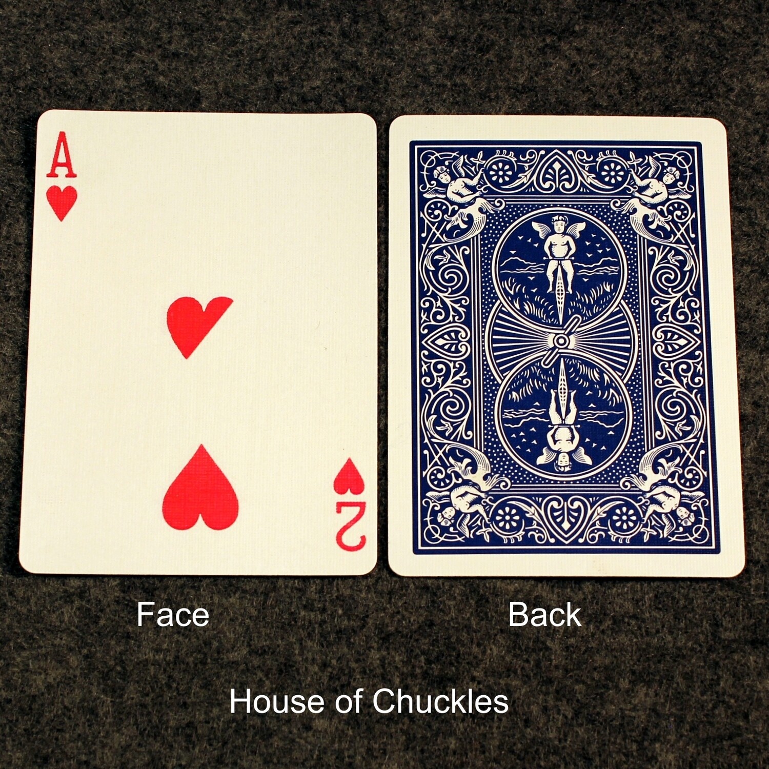 Ace of Hearts / 2 of Hearts - Half &amp; Half Diagonal - Bicycle, Custom Printed Gaff Playing Card, Back Option: Blue