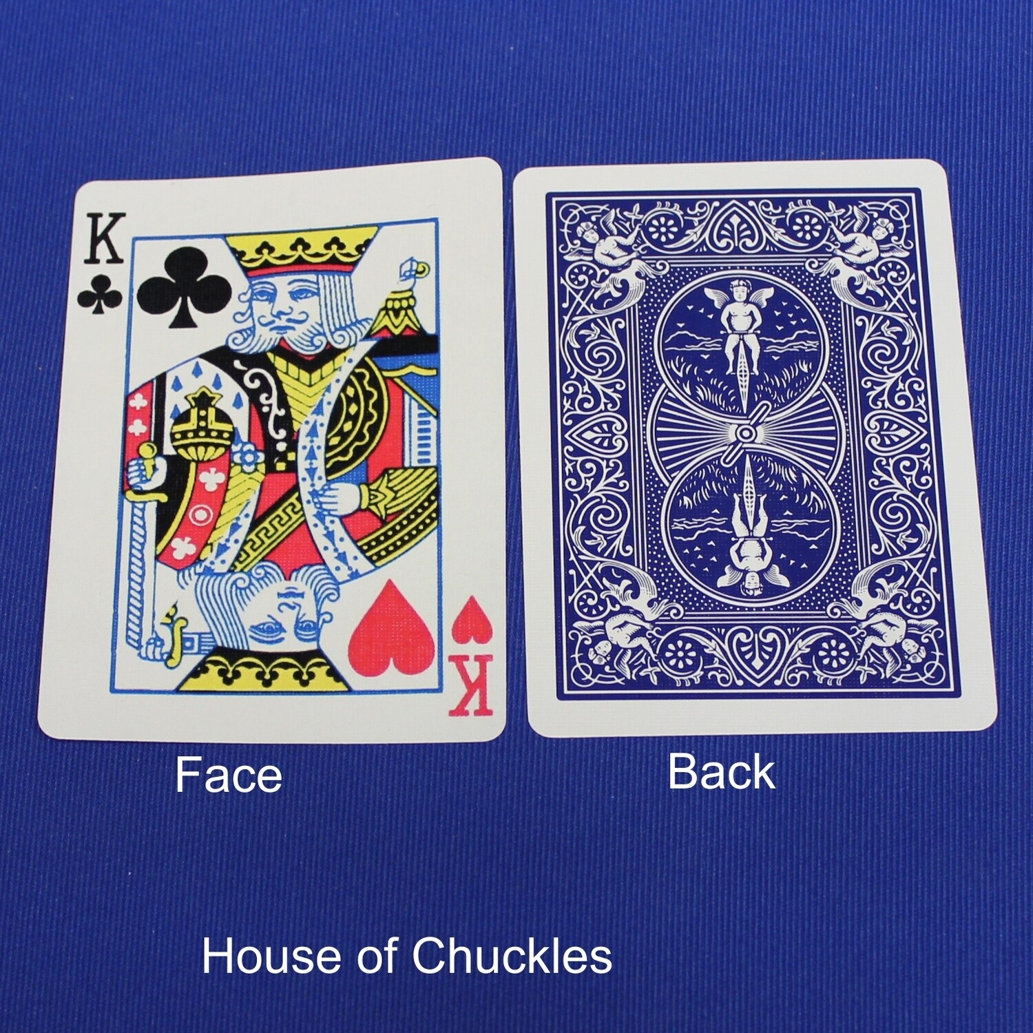 King of Clubs / King of Hearts - Half n Half Diagonal - Bicycle, Custom Printed Gaff Playing Card, Back Option: Blue