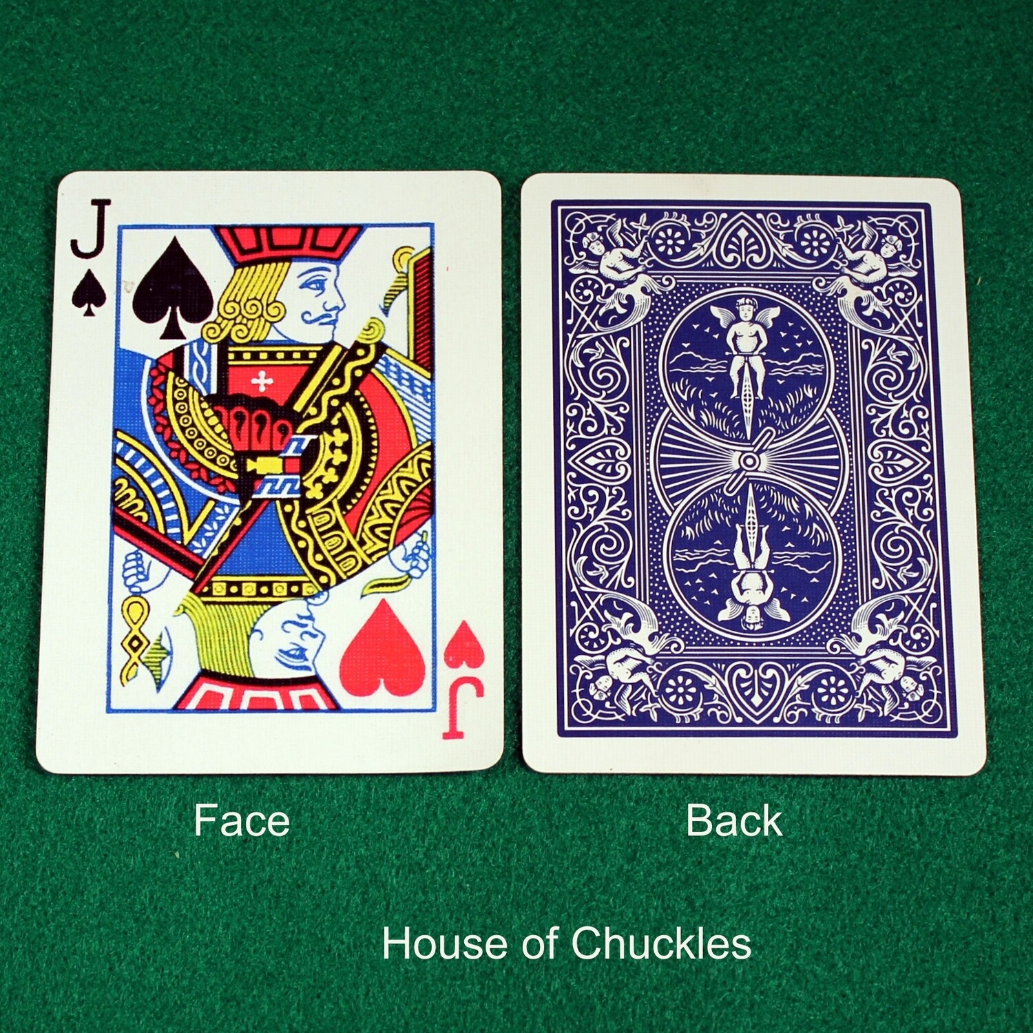 Jack of Spades / Hearts - Half &amp; Half Diagonal - Custom Printed Bicycle Gaff Playing Card, Back Option: Blue