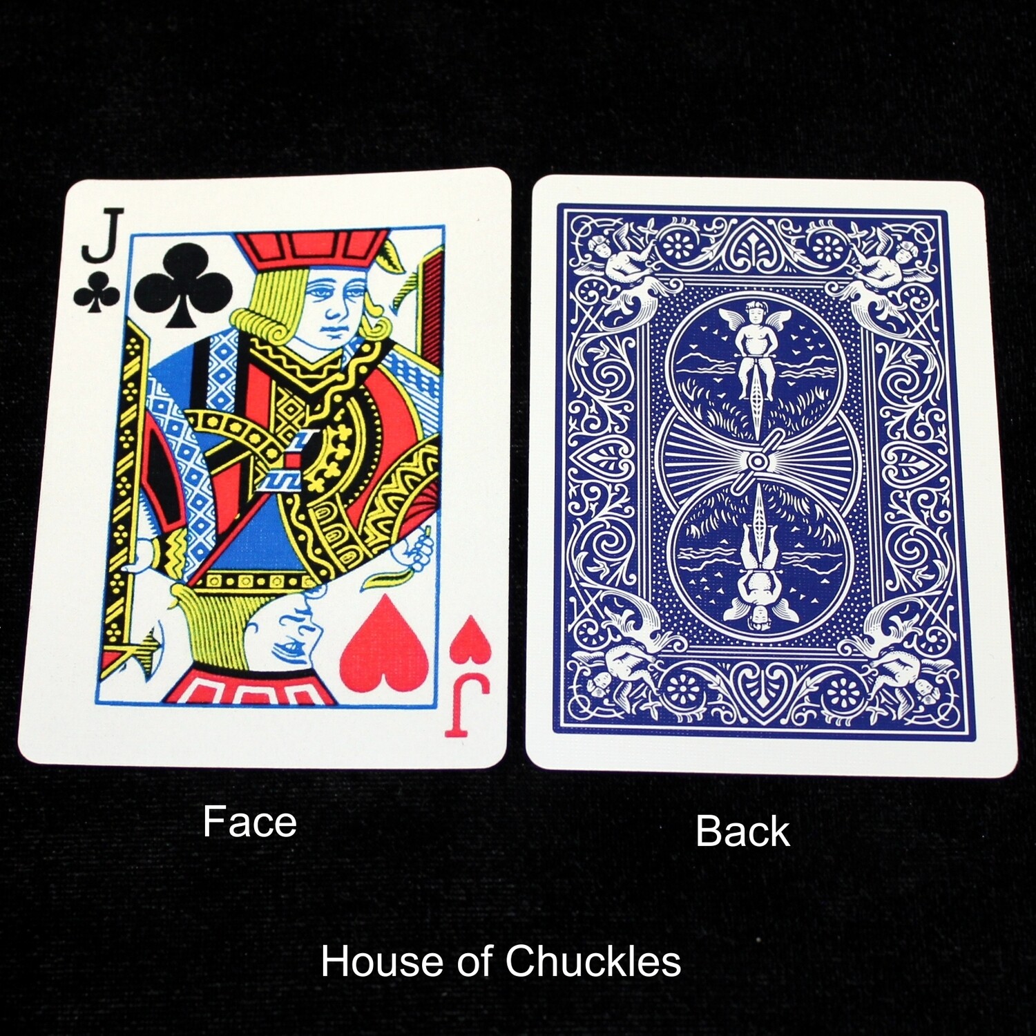 Jack of Clubs / Hearts - Half &amp; Half Diagonal - Custom Printed Bicycle Gaff Playing Card, Back Option: Blue