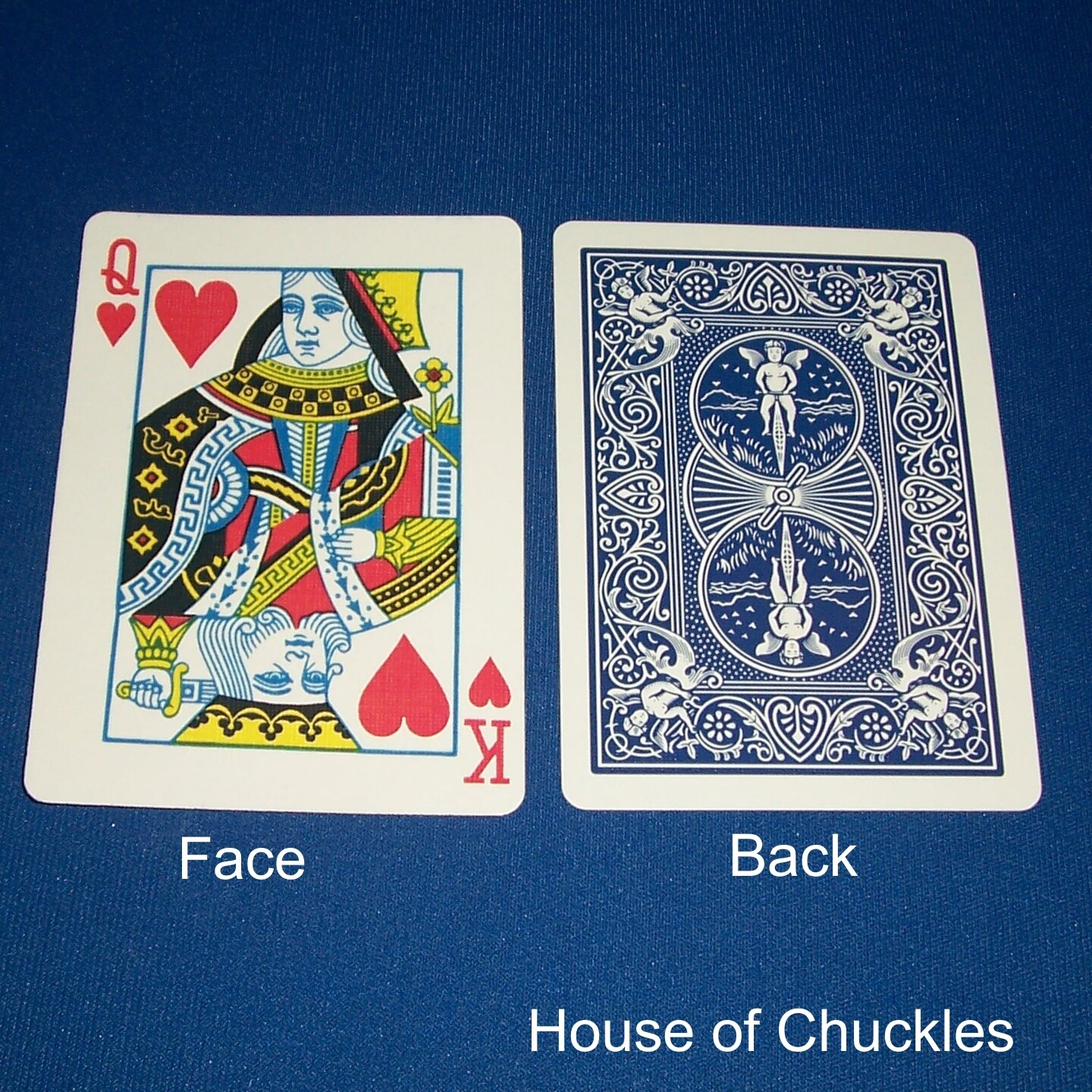 Queen of Hearts / King of Hearts - Bicycle, Custom Printed Gaff Playing Card, Back Option: Blue