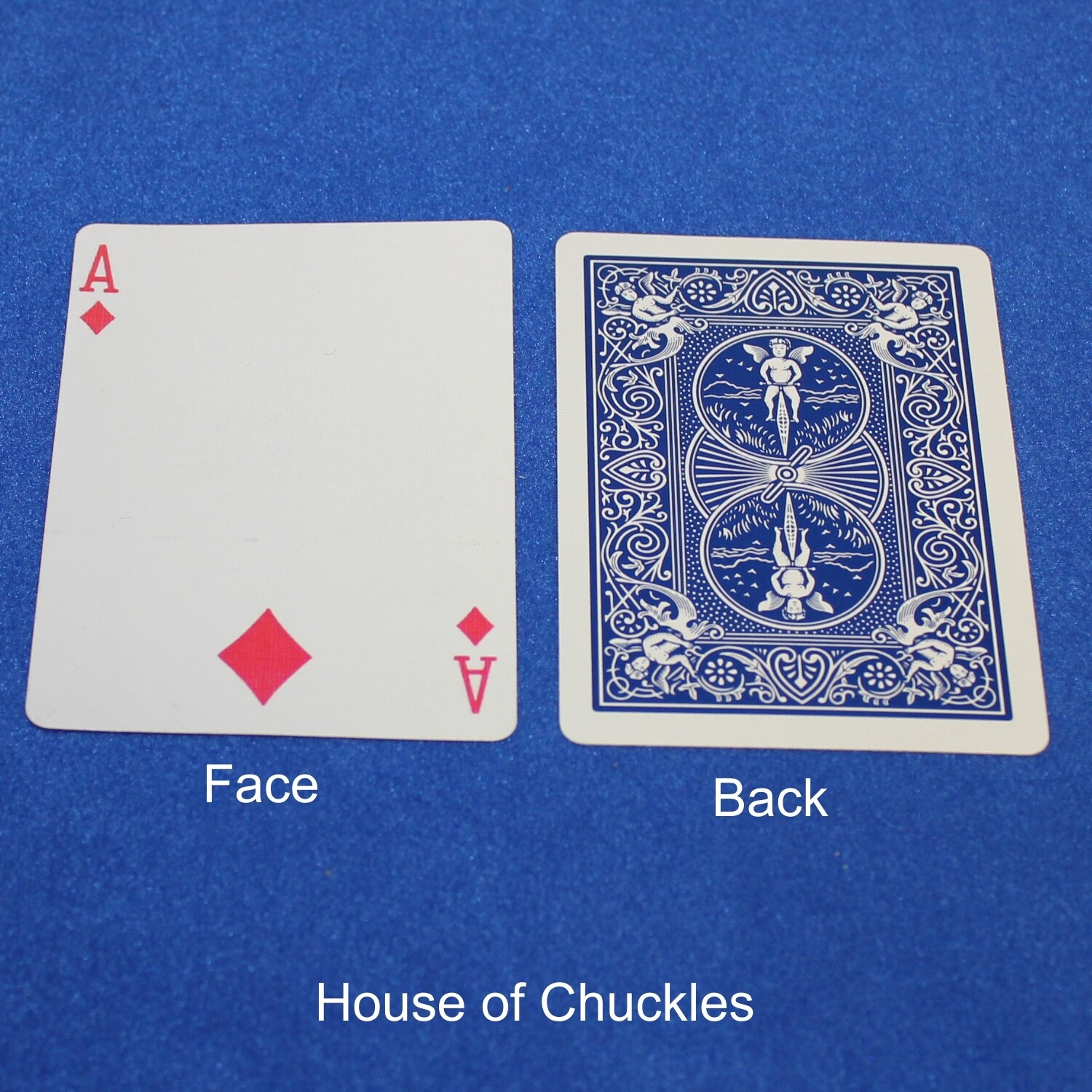 Ace of Diamonds, Fallen Pip - Bicycle, Custom Printed Gaff Playing Card, Back Option: Blue