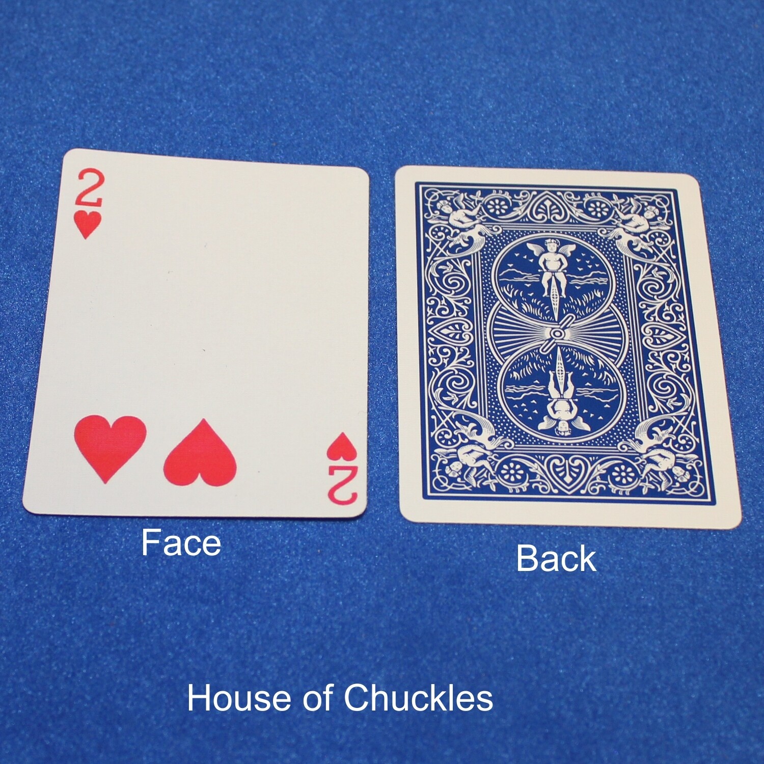 2 of Hearts, Fallen Pip - Bicycle, Custom Printed Gaff Playing Card, Back Option: Blue