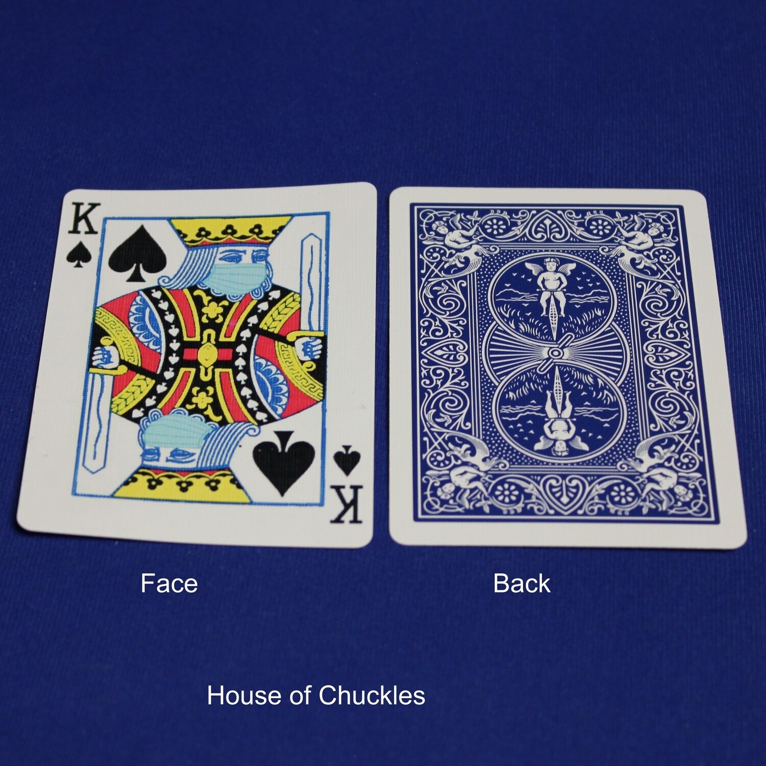 Covid Masked King of Spades - Bicycle, Custom Printed Gaff Playing Card, Back Option: Blue