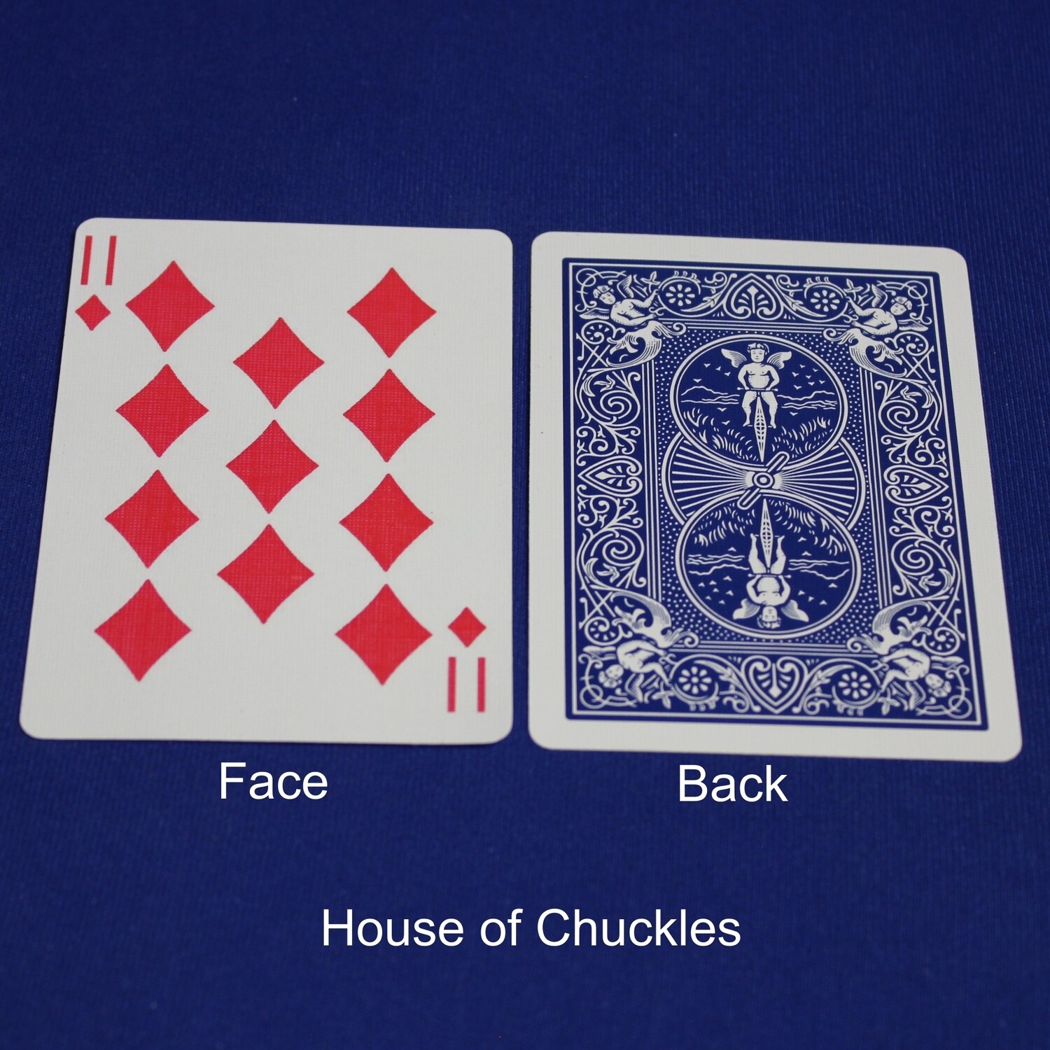 11 of Diamonds - Bicycle, Custom Printed Gaff Playing Card, Back Option: Blue