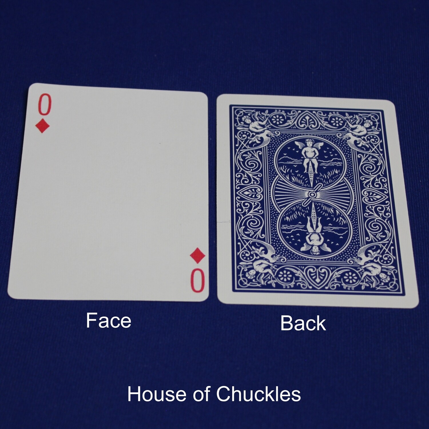 0 of Diamonds - Bicycle, Custom Printed Gaff Playing Card, Back Option: Blue