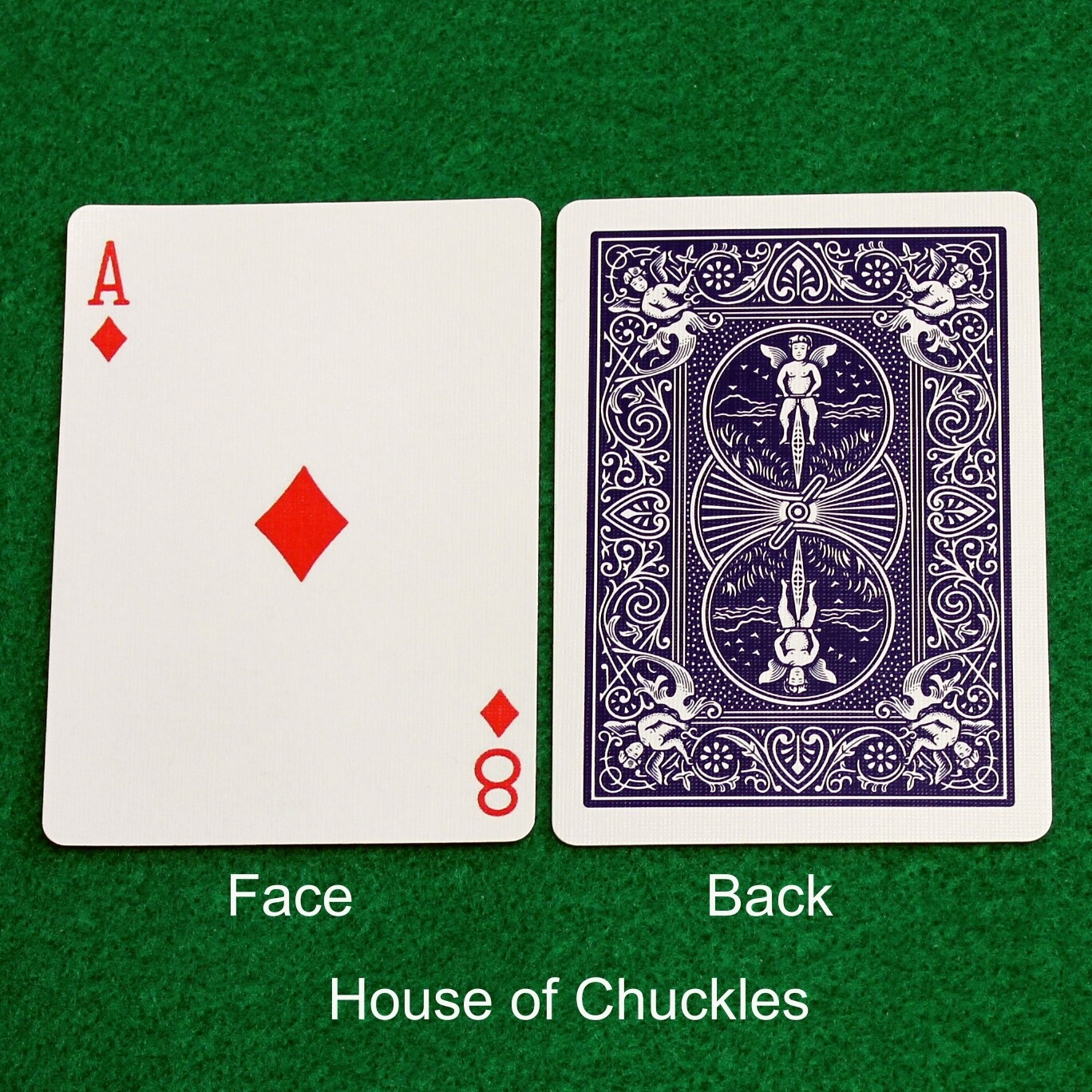 Ace of Diamonds / 8 of Diamonds - Mis-Indexed - Custom Printed Bicycle Gaff Playing Card, Back Option: Blue