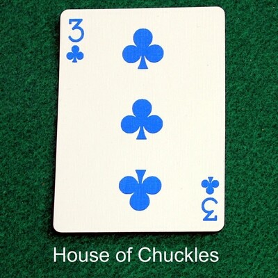 Three of Clubs Blue - Custom Printed Bicycle Gaff Playing Card