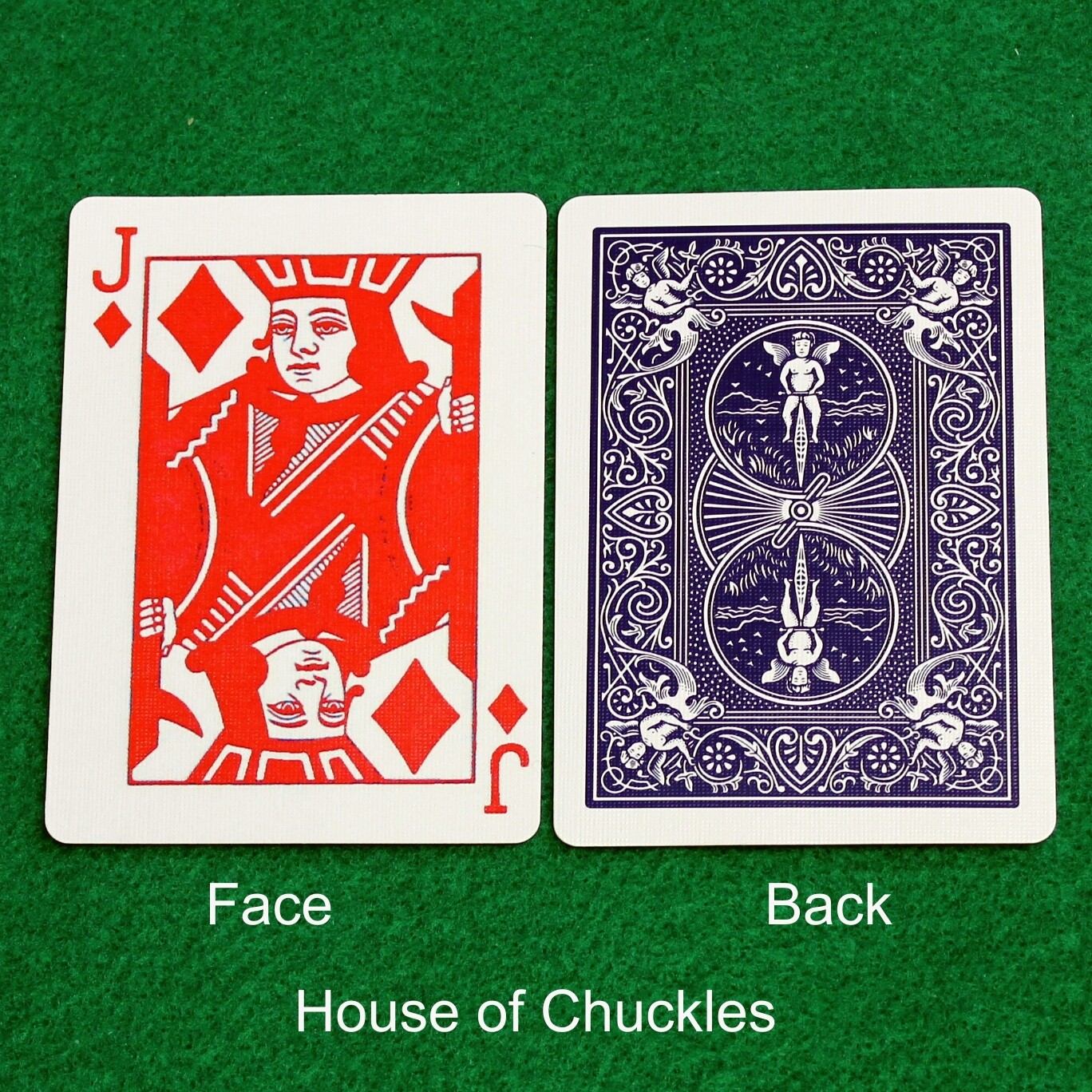 Jack of Diamonds Red - Custom Printed Bicycle Gaff Playing Card, Back Option: Blue