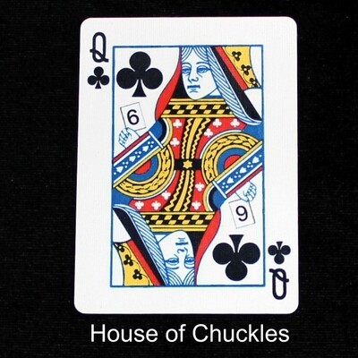 Queen of Clubs Reveals Black 6 - Custom Printed Bicycle Gaff Playing Card