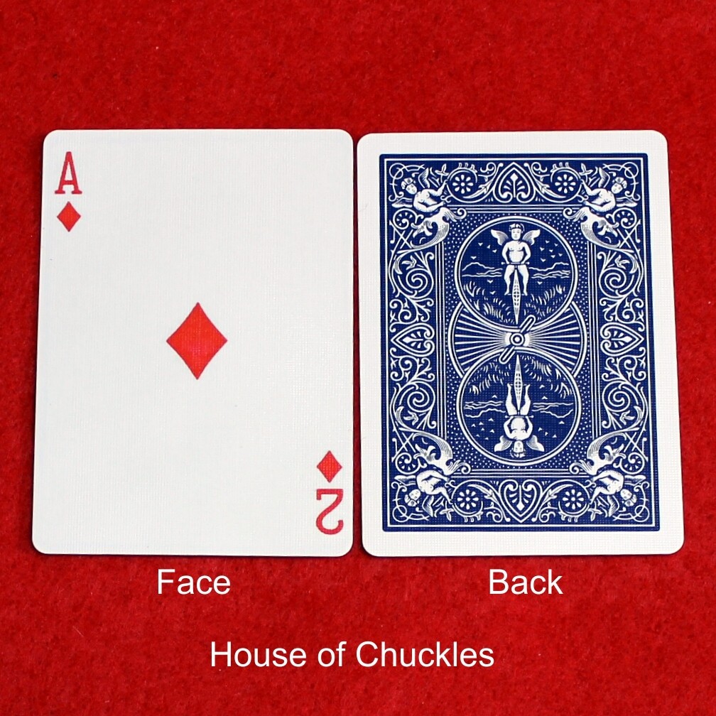 Ace of Diamonds / 2 of Diamonds - Mis-Indexed - Custom Printed Bicycle Gaff Playing Card, Back Option: Blue