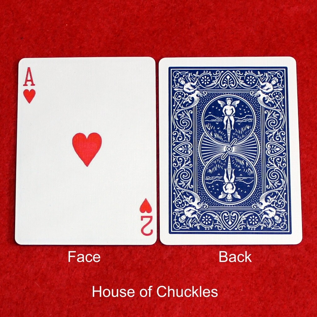 Ace of Hearts / 2 of Hearts - Mis-Indexed - Custom Printed Bicycle Gaff Playing Card, Back Option: Blue