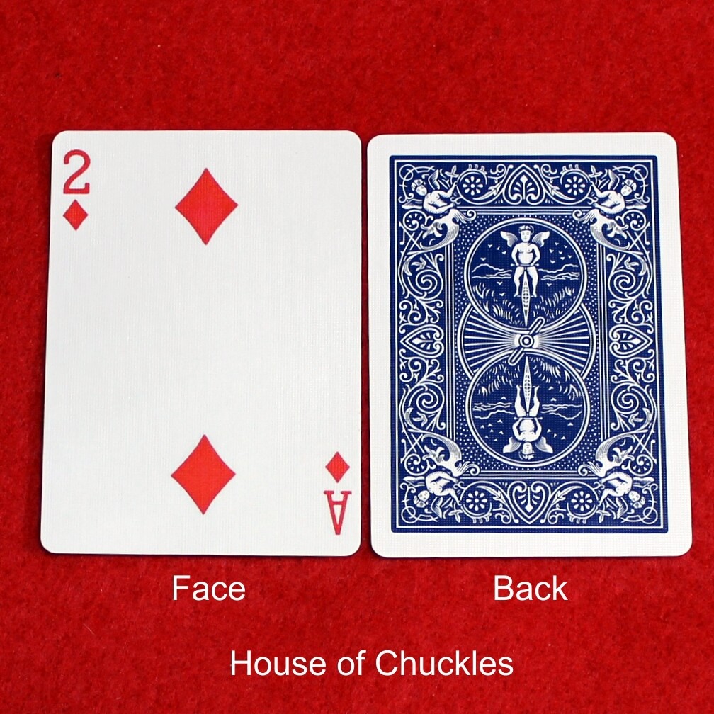 2 of Diamonds / Ace of Diamonds - Mis-Indexed - Custom Printed Bicycle Gaff Playing Card, Back Option: Blue